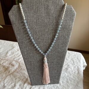 Blue Crystal Gray Pearl Pink Tassel Feminine Dainty Adjustable Length Ne…